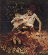 William Merritt Chase Sudden intrusion France oil painting artist